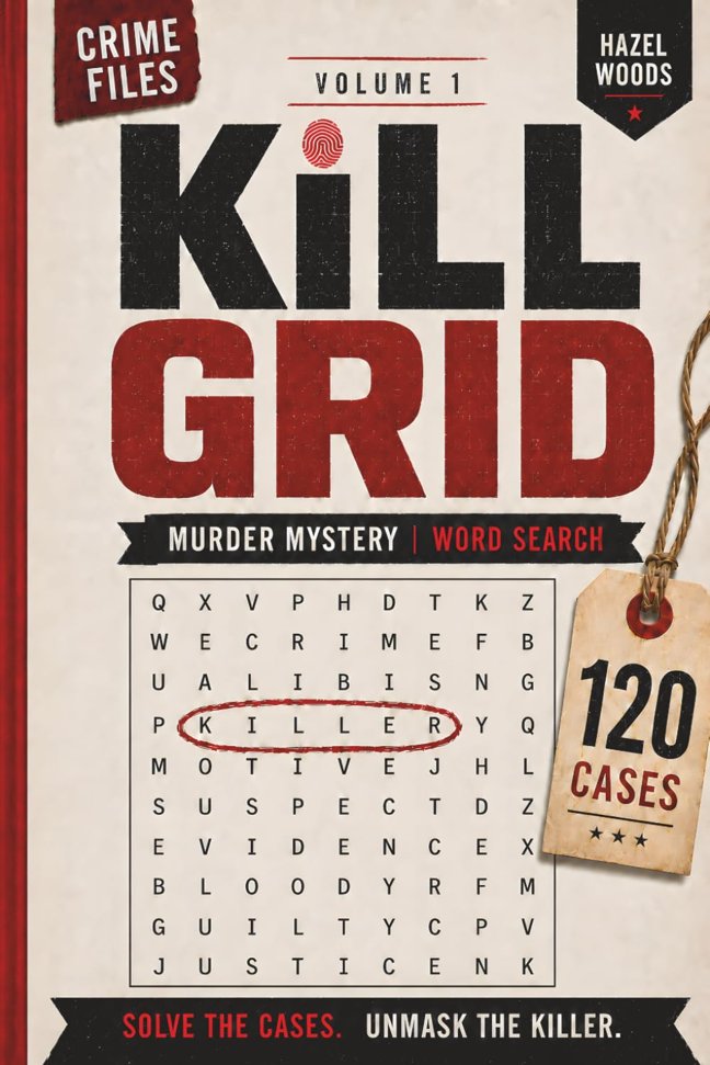 Kill Grid Volume 1 | Murder Mystery Word Search: 120 Connected Detective Crime Cases for Adults & Teens | Follow the Clues, Unmask the Killer | Whodunit Word Find Puzzle Book, Gift for Mystery Lovers book cover