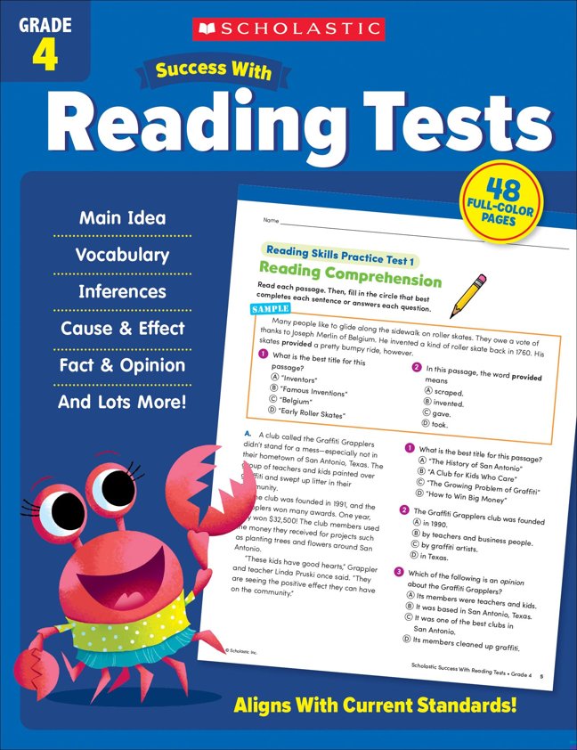 Scholastic Success with Reading Tests Grade 4 Workbook book cover