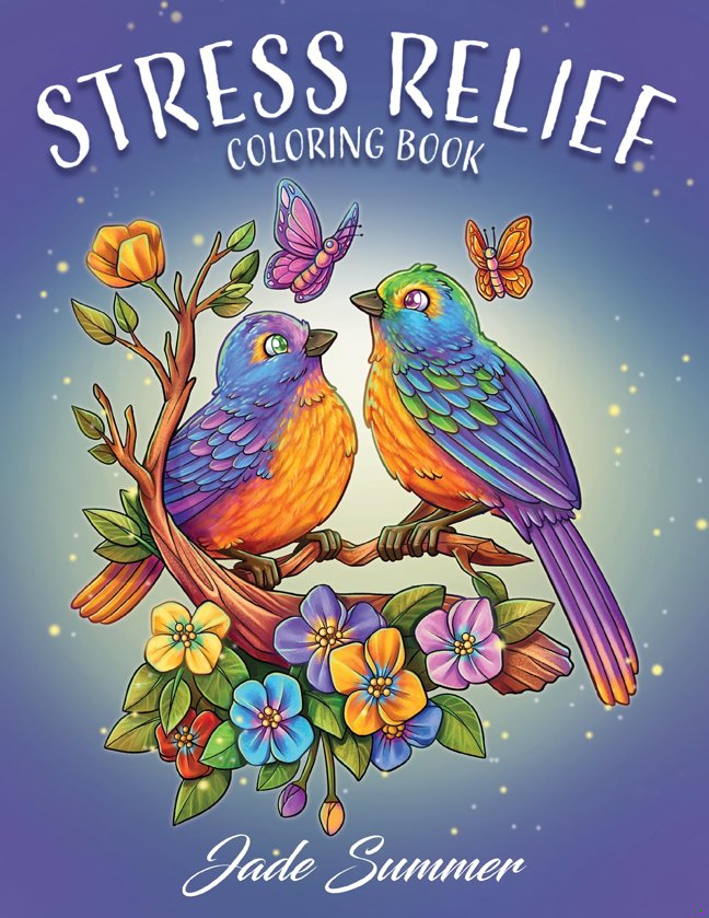 Stress Relief: Adult Coloring Book with Animals, Flowers, Fantasy, and More for Mindfulness and Relaxation book cover
