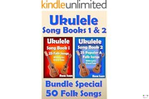 Ukulele Song Book 1 & 2 - 50 Folk Songs With Lyrics and Ukulele Chord Tabs - Bundle of 2 Ukulele Books: Folk Songs (Ukulele Songs) book cover