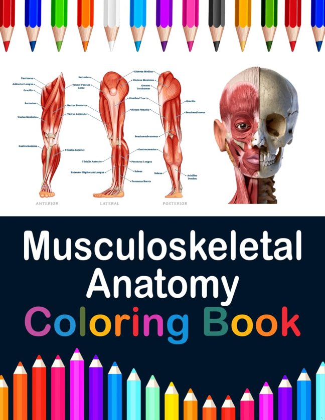 Musculoskeletal Anatomy Coloring Book: Now you can learn and master the muscular system with ease while having fun. Kinesiology of the musculoskeletal system. Anatomy coloring book muscles. Muscle system anatomy coloring book. book cover