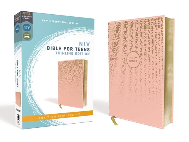 NIV, Bible for Teens, Thinline Edition, Leathersoft, Pink, Red Letter, Comfort Print book cover
