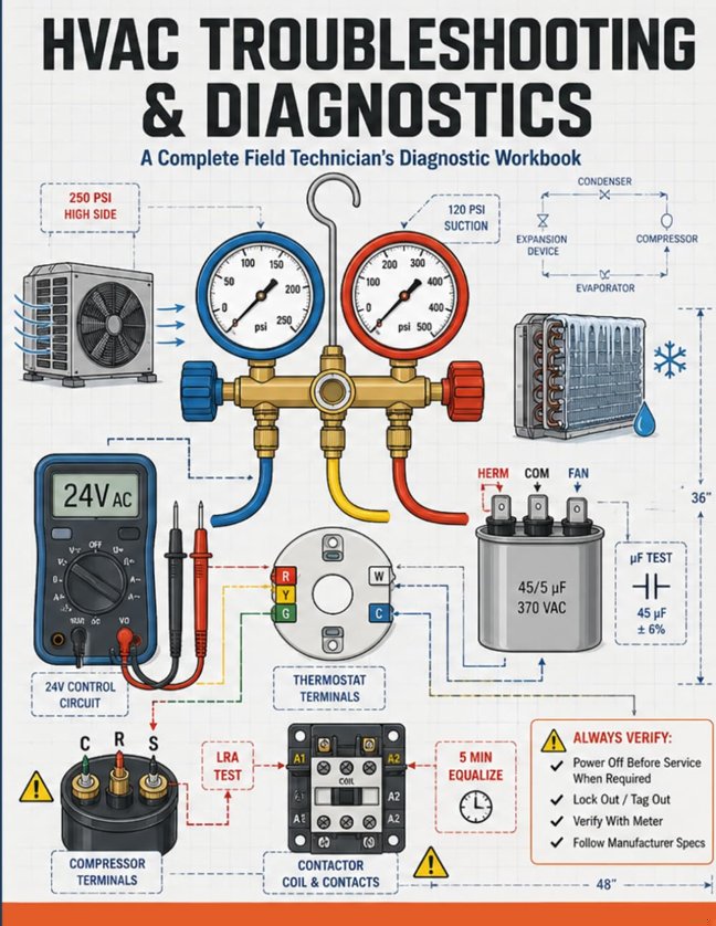 HVAC Troubleshooting and Diagnostics: A Practical Field Workbook for Diagnosing Common Residential HVAC Problems book cover