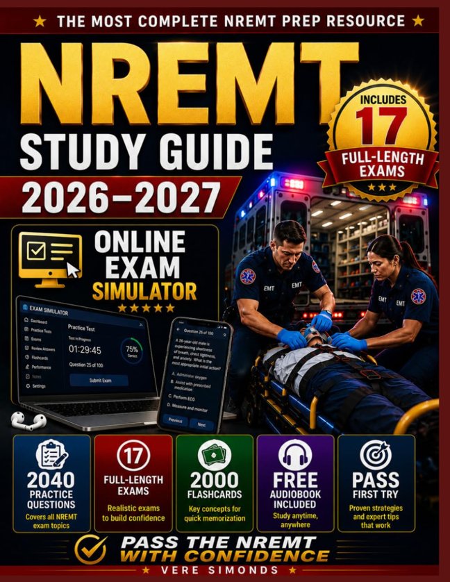 NREMT Study Guide: The EMT Prep with an Online Exam Simulator, 2040 Practice Questions, 17 Full Exams & More to Pass First Try book cover