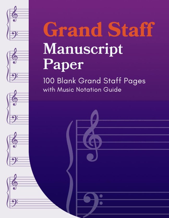 Grand Staff Manuscript Paper: 100 Blank Grand Staff Pages with Music Notation Guide book cover