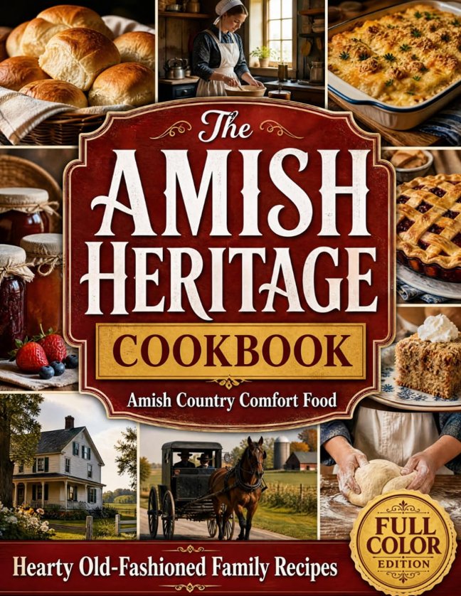 The Amish Heritage Cookbook: Bring Home Amish Country Comfort Food | A Generous Collection of Hearty Old-Fashioned Family Recipes: Breads, Soups, Casseroles, Farmhouse Dinners, Canning, Sweets & Pies book cover