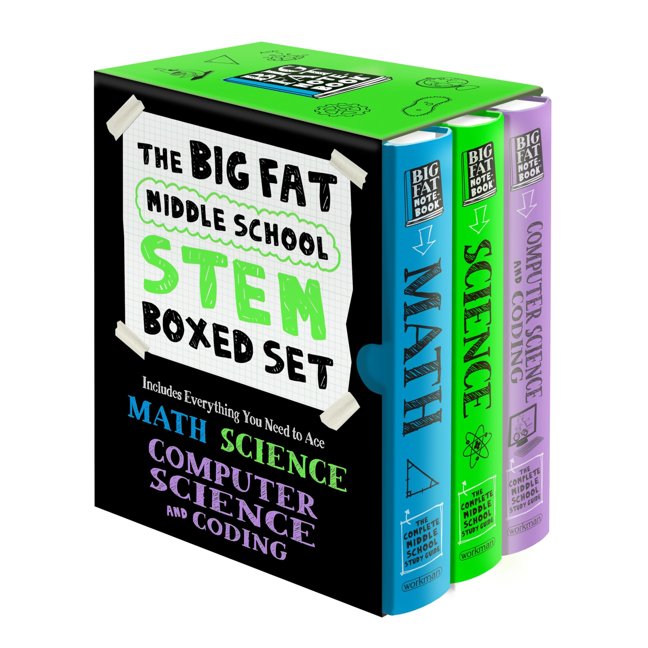 The Big Fat Middle School STEM 3-Book Boxed Set: Includes Everything You Need to Ace Math, Science, and Computer Science and Coding (Big Fat Notebook) book cover