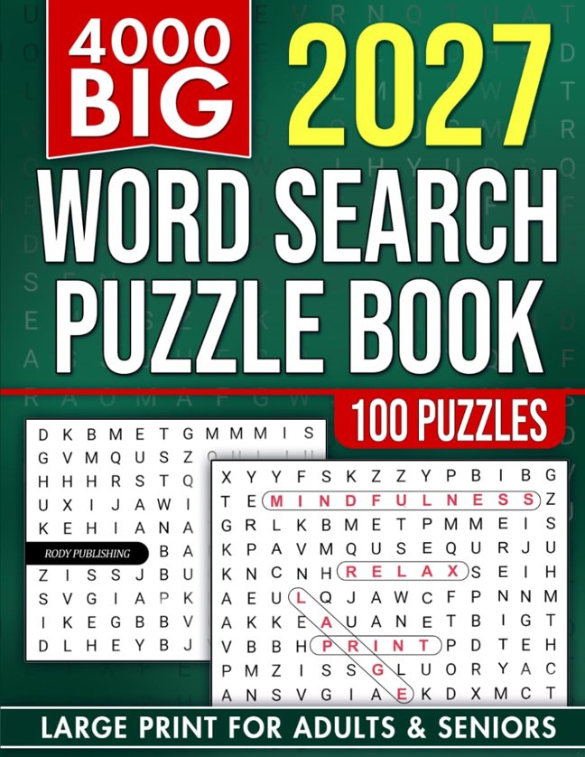 4000 Big Word Search Book for Adults and Seniors with 100 Puzzles: Large Print WordFind to Sharpen Focus, Boost Vocabulary & Relax (The Perfect Gift for Puzzle Lovers) (Gifts for Men & Women) book cover