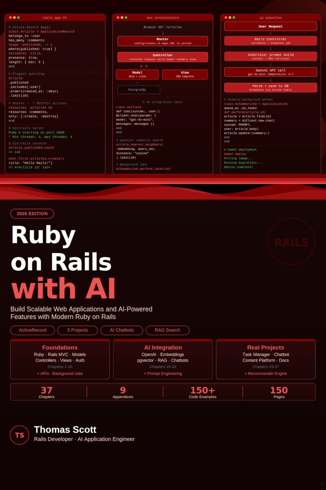 Ruby on Rails with AI: A Complete Beginner's Guide to Modern Rails Development, AI Integration, and Scalable Web Applications book cover