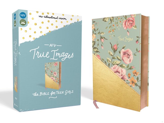 NIV, True Images Bible, Leathersoft, Teal/Gold: The Bible for Teen Girls book cover