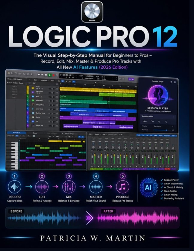 Logic Pro 12 User Guide: The Visual Step-by-Step Manual for Beginners to Pros – Record, Edit, Mix, Master & Produce Pro Tracks with All New AI Features (2026 Edition) book cover
