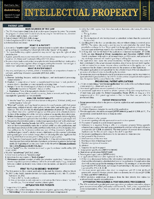 Intellectual Property: a QuickStudy Laminated Law Reference Guide book cover