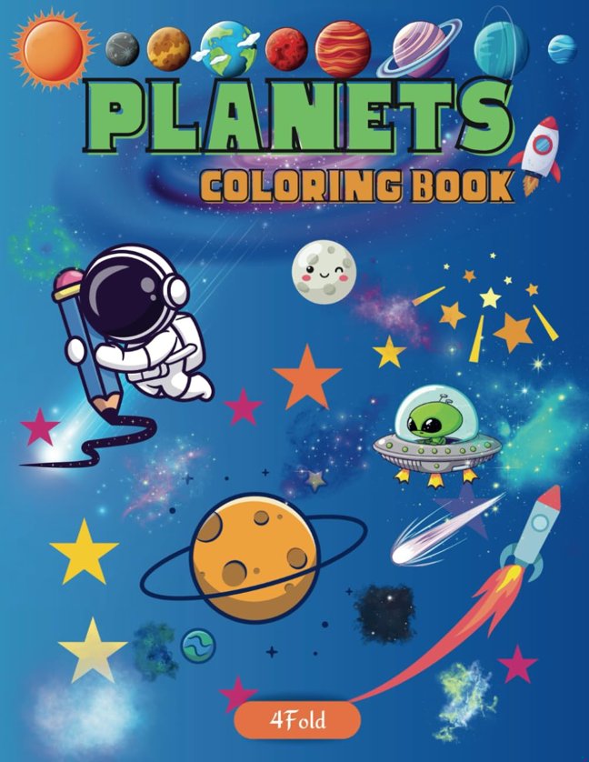 Planets Coloring Book: Start Your Space Adventure: 40+ Bold and Easy Themed Illustrations for Kids book cover