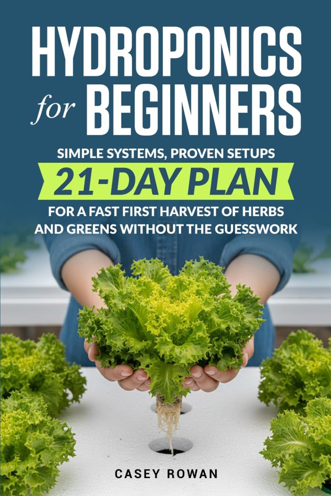 Hydroponics for Beginners: Simple Systems, Proven Setups, 21-Day Plan for a Fast First Harvest of Herbs and Greens Without the Guesswork book cover