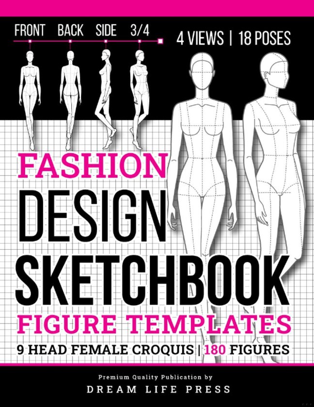 Fashion Design Sketchbook: Fashion Sketchbook with Figure Templates of Female Croquis for Clothing & Outfit Designing (9 Heads a Guide) 18 Unique Women Poses with Large Illustrations for Easy Drawing book cover