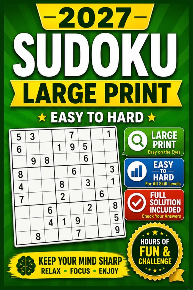 Sudoku Book for Adults - Large Print: Sudoku Puzzle Book with Solutions - The Perfect Challenge for All Skill Levels book cover