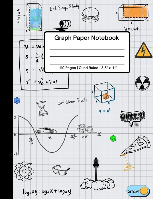 Graph Paper Notebook: Grid Paper Notebook, Quad Ruled 5x5 | For School | Math and Science Composition Notebook for Students | 110 pages | 8.5" x 11" book cover