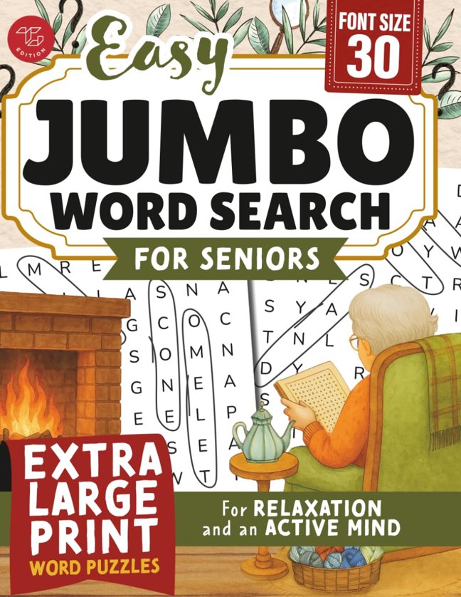 Easy Jumbo Word Search for Seniors: Extra Large Print Word Puzzles for Relaxation and an Active Mind (Word Find Books For Adults) book cover