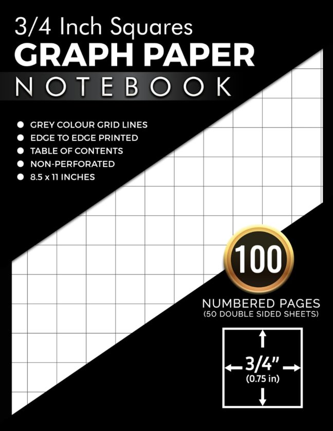 Graph Paper Notebook 3/4 inch Squares: 100 Numbered Pages with Table of Contents, 0.75 Inch Grid Ruled, For Math & Science Students, Teachers, Kids | 8.5 x 11 Inches book cover