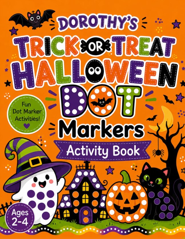 Dorothy's Trick or Treat Halloween Dot Markers Activity Book: Fun Dot Marker Activities for Ages 2–4 | Exclusive Spooky Dark Pages with Tracing, Coloring and Toddler Halloween Crafts book cover