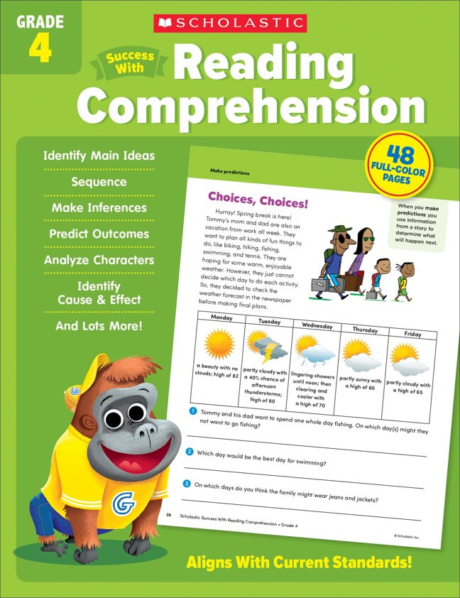 Scholastic Success with Reading Comprehension Grade 4 Workbook book cover