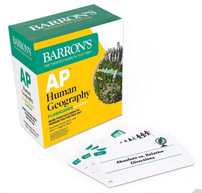 AP Human Geography Flashcards, Sixth Edition: Up-to-Date Review (2026) (Barron's AP Prep) book cover