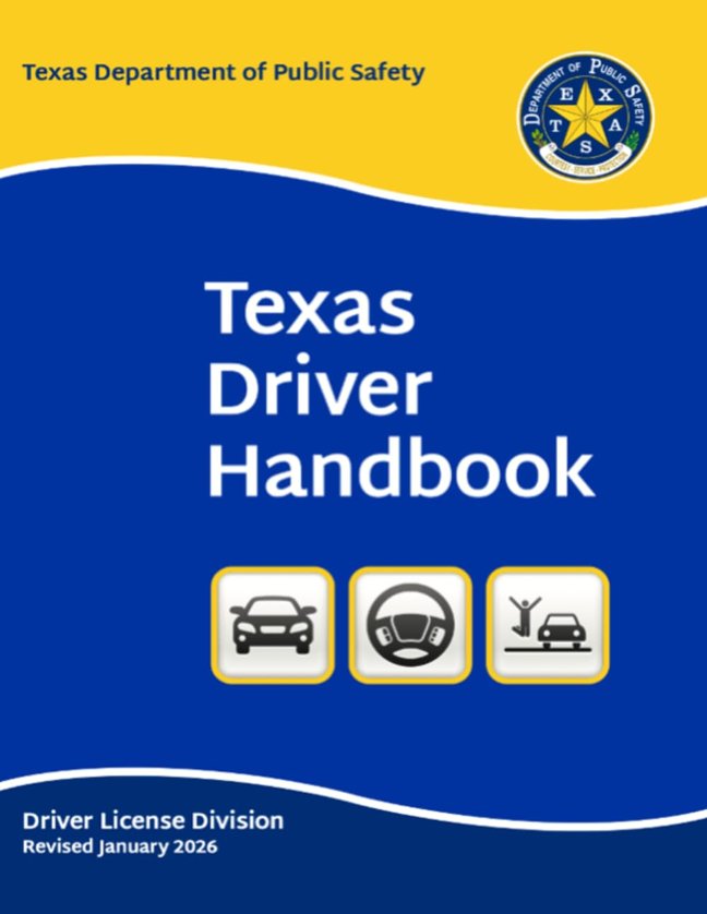 Texas Driver Handbook: Revised January 2026 - Original and Unchanged (Color Print) book cover