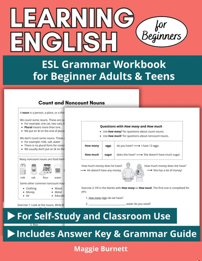Learning English for Beginners: ESL Grammar Workbook for Beginner Adults & Teens book cover