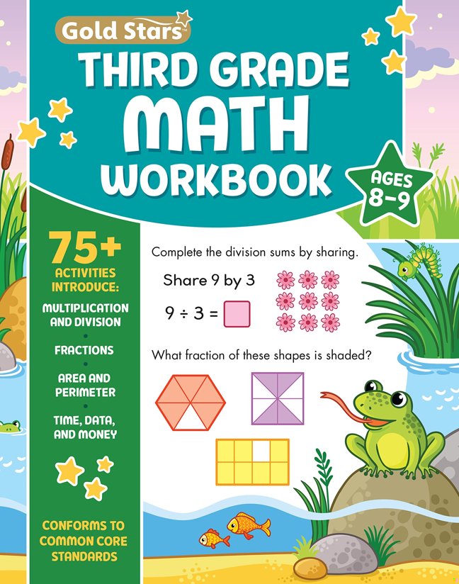 Third Grade Math Workbook Ages 8 to 9: 75+ Activities Multiplication & Division, Fractions, Area & Perimeter, Data, Math Facts, Word Problems, ... (Common Core) (English and Korean Edition) book cover