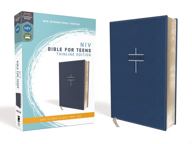 NIV, Bible for Teens, Thinline Edition, Leathersoft, Blue, Red Letter, Comfort Print book cover