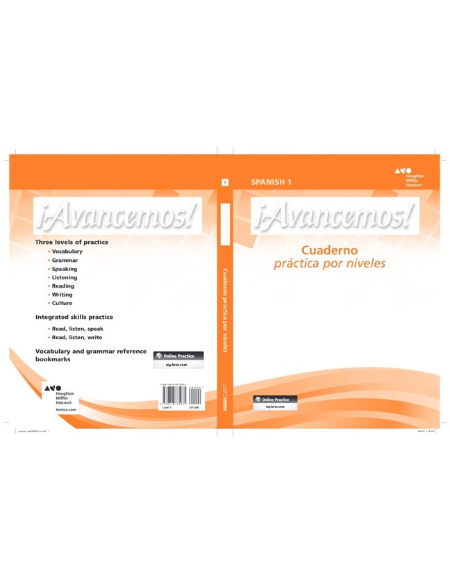 Avancemos: Cuaderno, Practica por niveles, Student Edition, Level 1 book cover