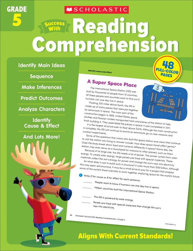 Scholastic Success with Reading Comprehension Grade 5 Workbook book cover