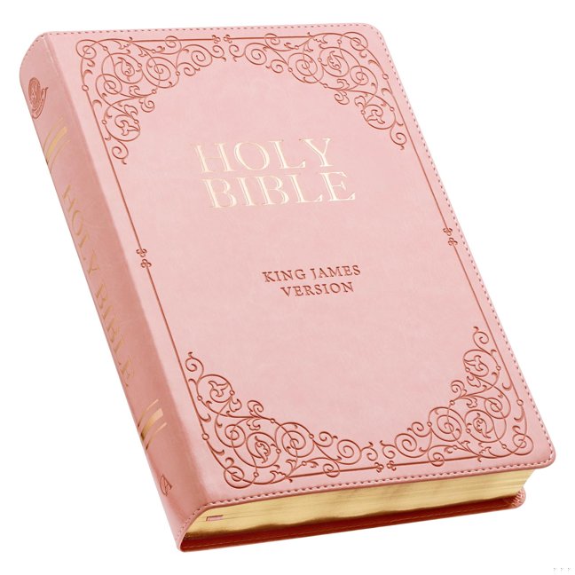 KJV Holy Bible, Giant Print Full-size Faux Leather Red Letter Edition - Thumb Index & Ribbon Marker, King James Version, Pink (KJV Full Size GP Editions) book cover