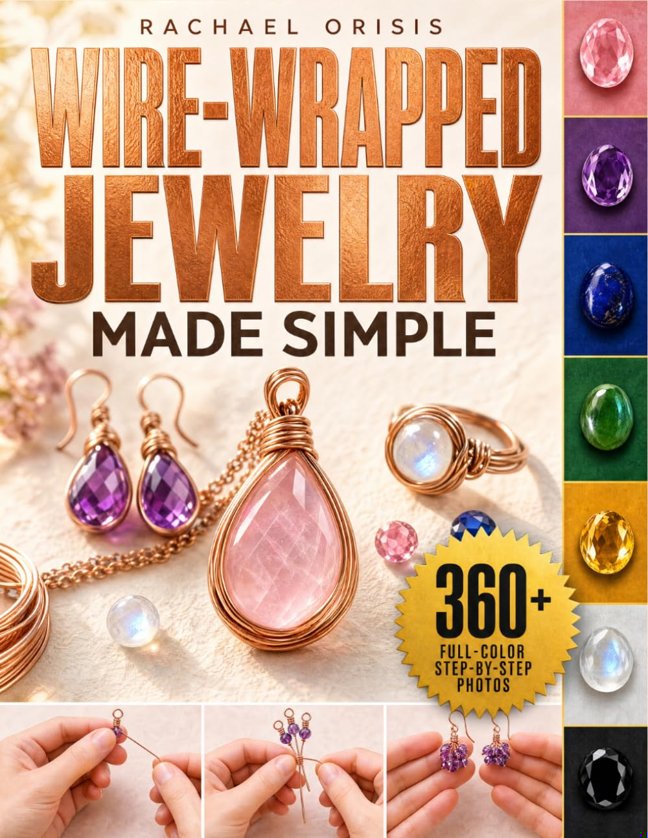 Wire-Wrapped Jewelry Made Simple: Beginner to Expert | 30 Techniques & 360+ Full-Color Step-by-Step Project Images for Necklaces, Earrings, Bracelets & Rings, with Gemstone Charts & Birthstones Guide book cover
