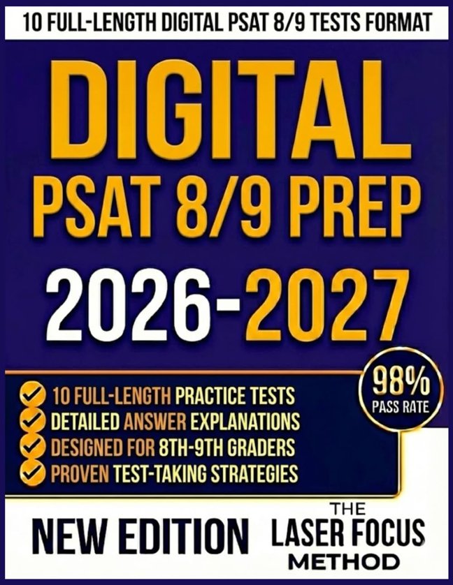 Digital PSAT 8/9 Prep 2026-2027: 10 Practice Tests, Strategies and Study Guide book cover
