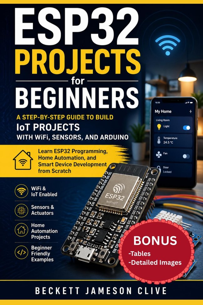 ESP32 PROJECTS FOR BEGINNERS: A Step-by-Step Guide to Build IoT Projects with WiFi, Sensors, and Arduino - Learn ESP32 Programming, Home Automation, and Smart Device Development from Scratch book cover